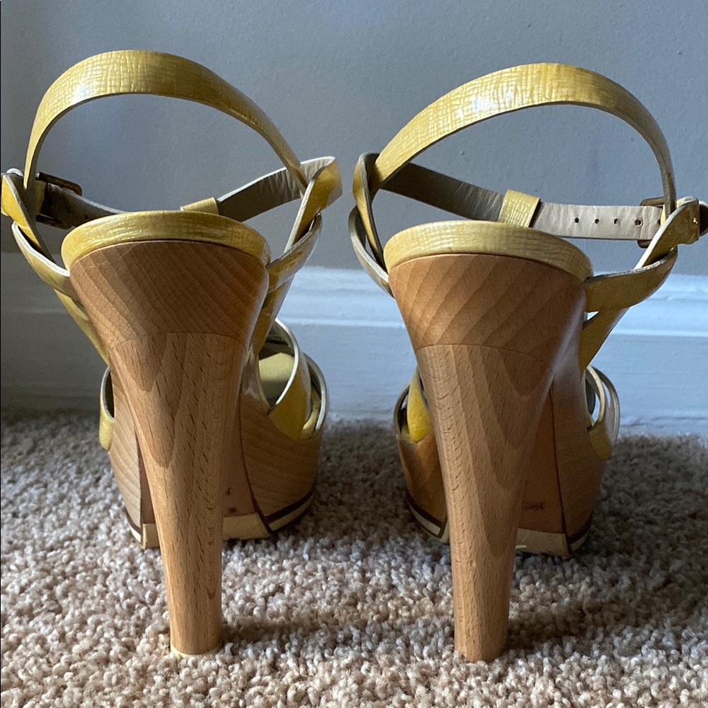 YSL | Yellow Strappy Platform Sandals - Picture 3 of 9